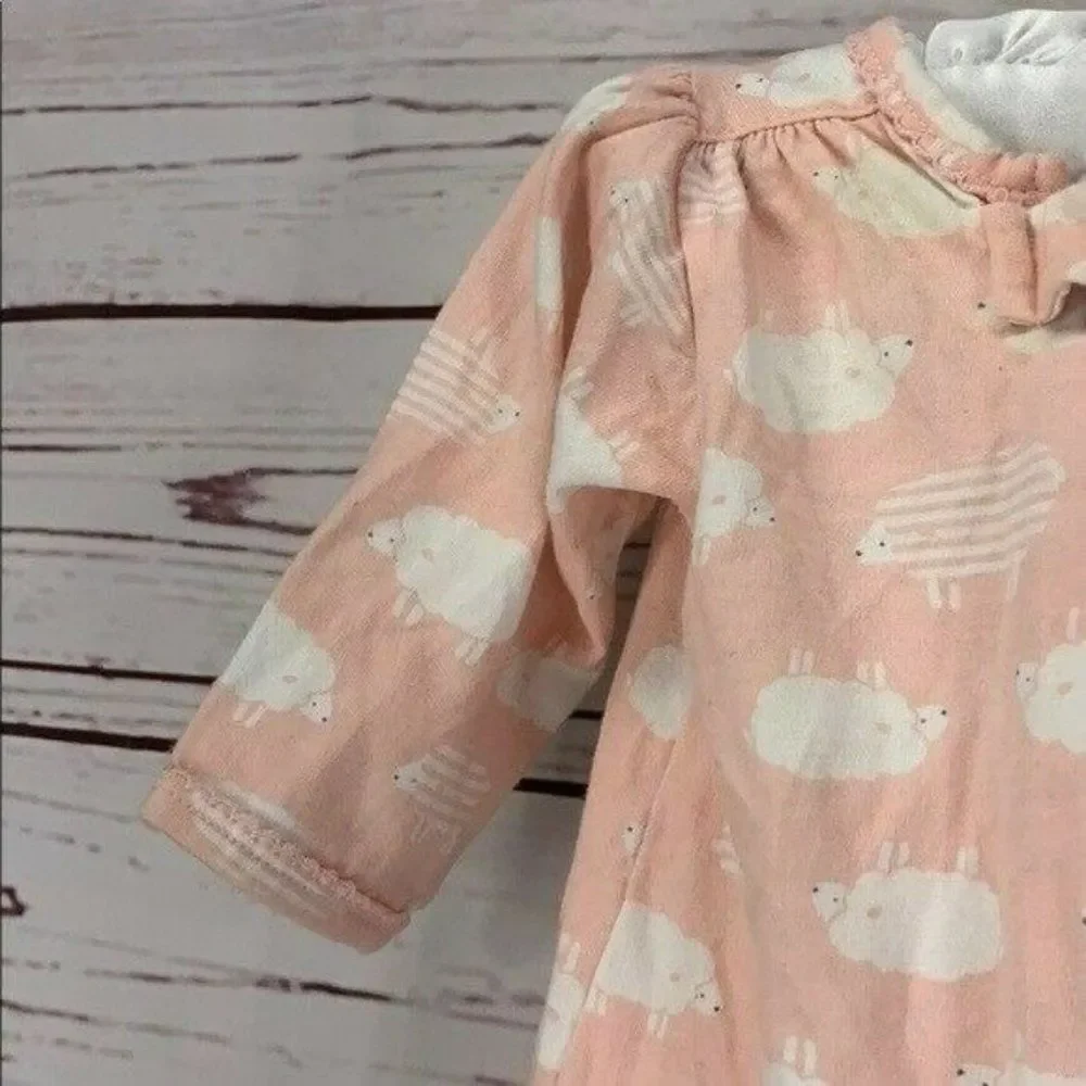 Carter’s Baby Infant Girls Pink White Sheep Animal Footed Sleeper Size 3‎ Months